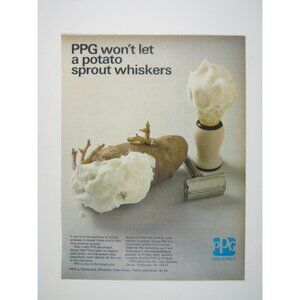 PPG Industries Shaving Potato Razor Whiskers ADVERT 1960s Vintage Print Ad